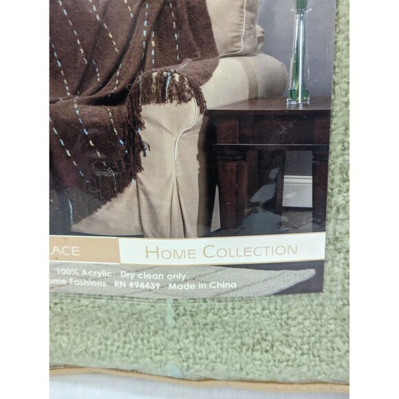Sutton Place Home Collection Chain Stitch Boucle Luxury Throw 40"X68" Green - Picture 5 of 7